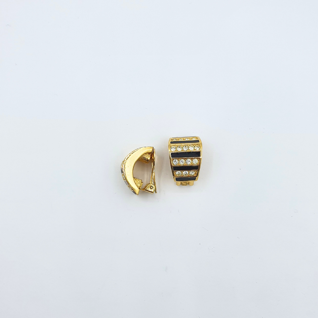 Vintage Christian Dior Horizontal Stripes Clip Earrings – view 2