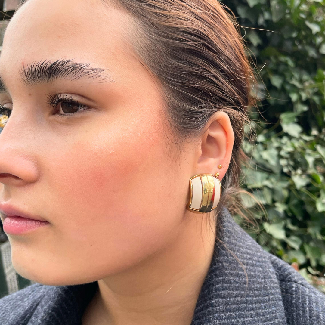 Vintage Lanvin Rectangular Domed Clip Earrings – view 3