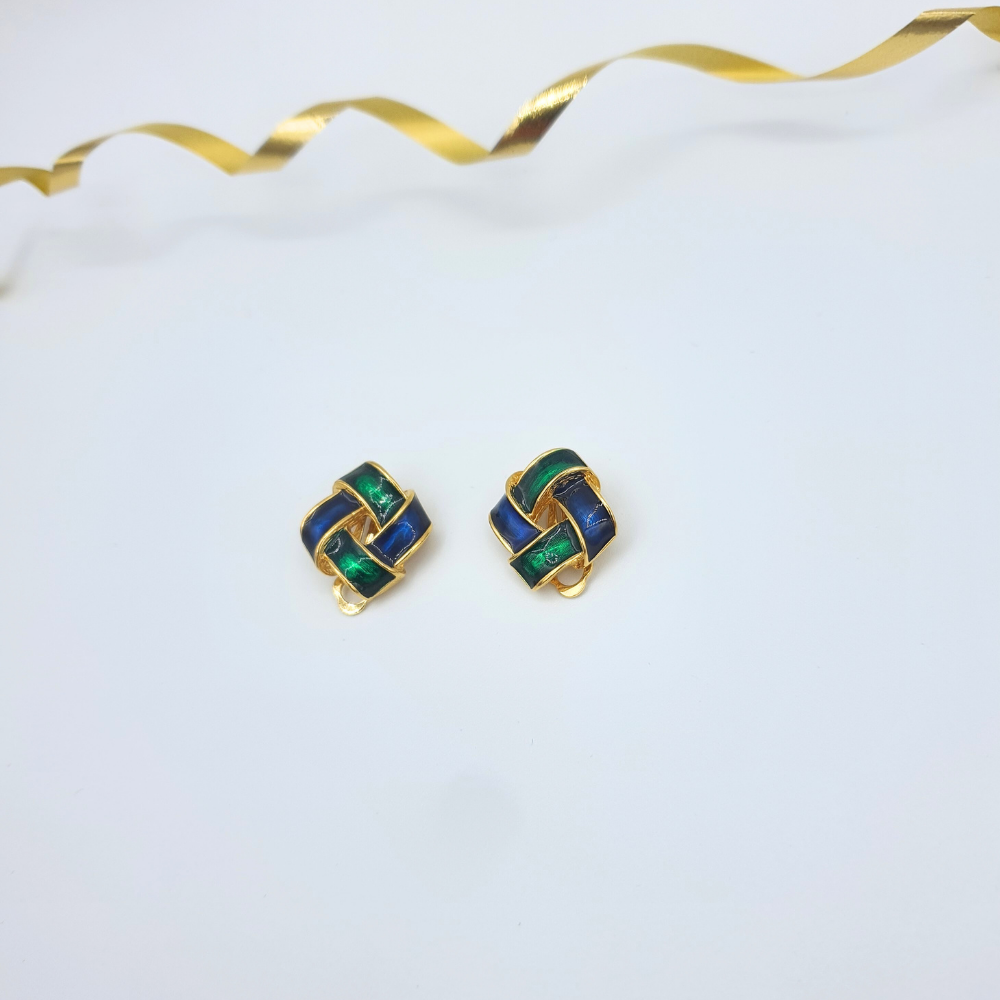 D’Orlan – Braided Enamel Earrings, vintage 1980s – view 2