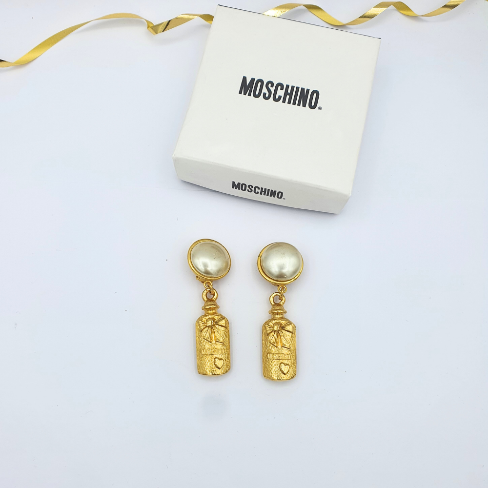 Moschino Vintage Earrings – “Perfume Bottle” Dangle Clips