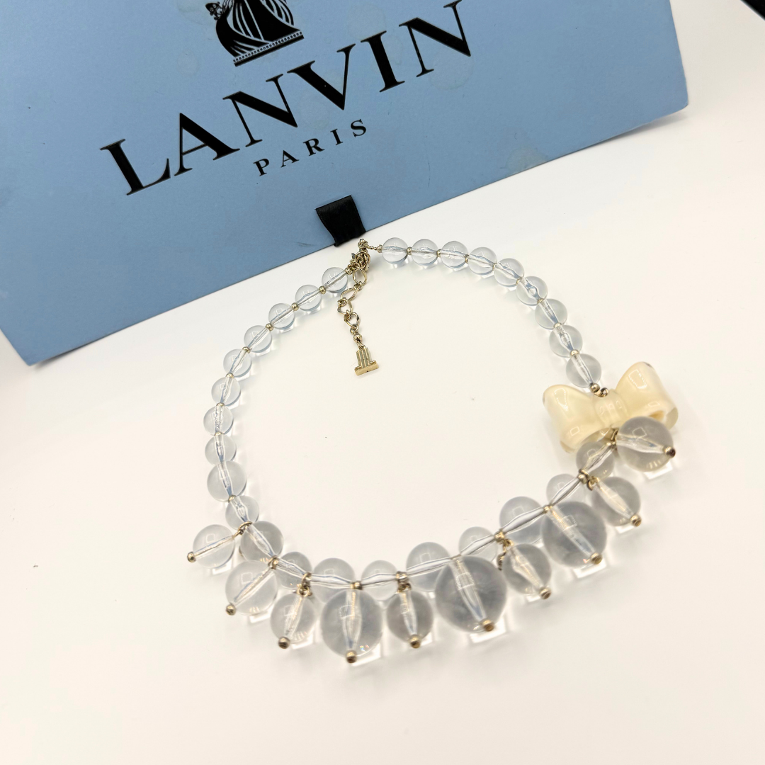 Lanvin – Vintage Transparent Statement Necklace with Bow Detail – view 3