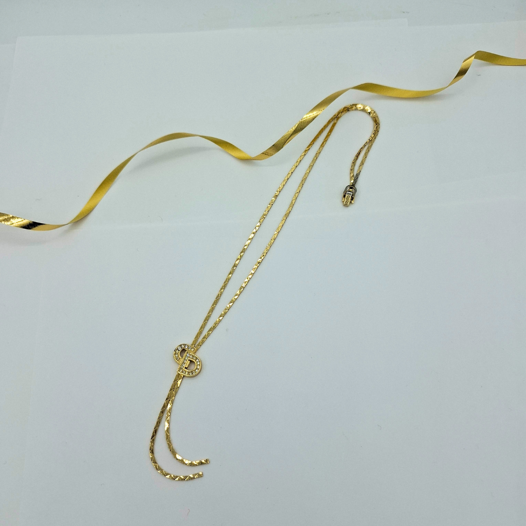 Vintage Christian Dior Lariat Style Crystal Necklace