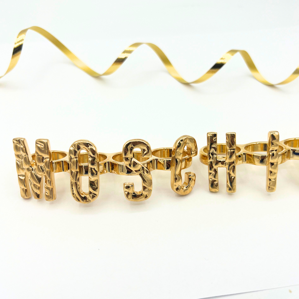 Vintage Moschino Chuncky Logo Knuckle Ring Set – view 2