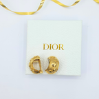 Vintage Christian Dior Brushed Gold Finish Domed Clip Earrings