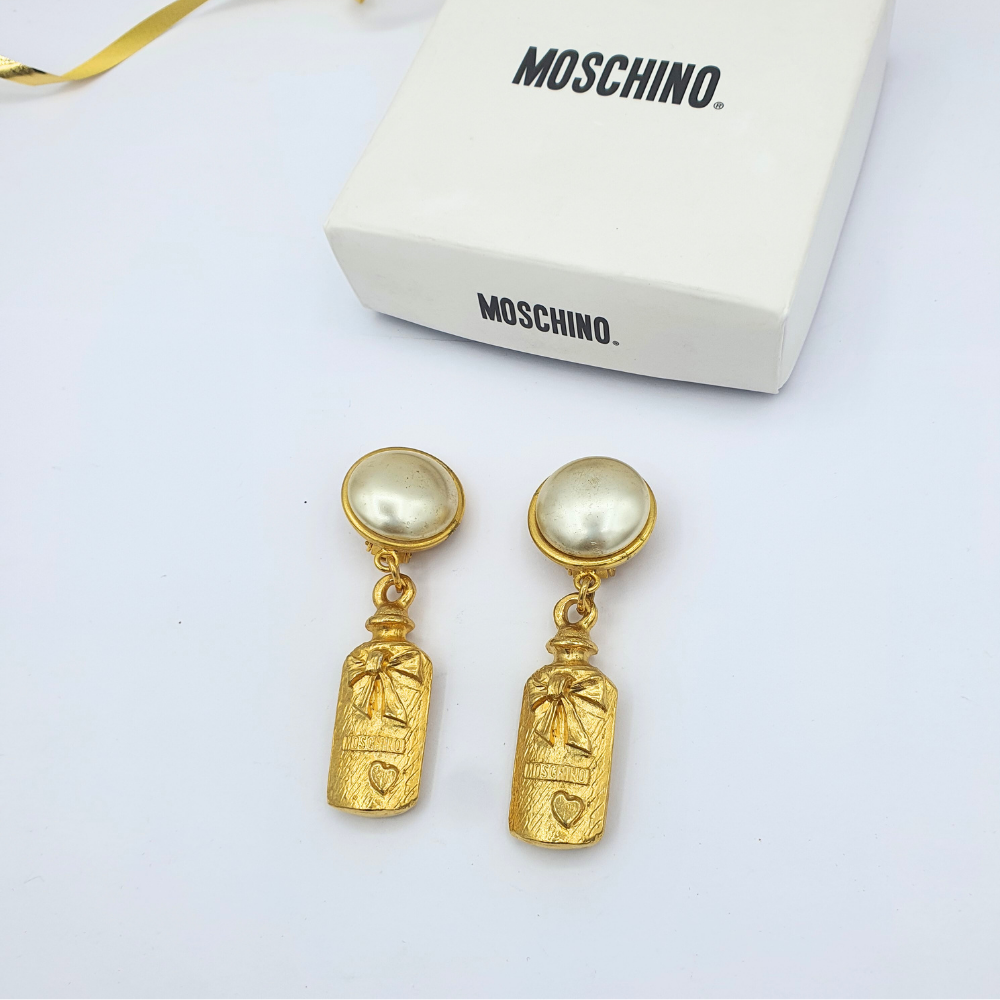 Moschino Vintage Earrings – “Perfume Bottle” Dangle Clips – view 2