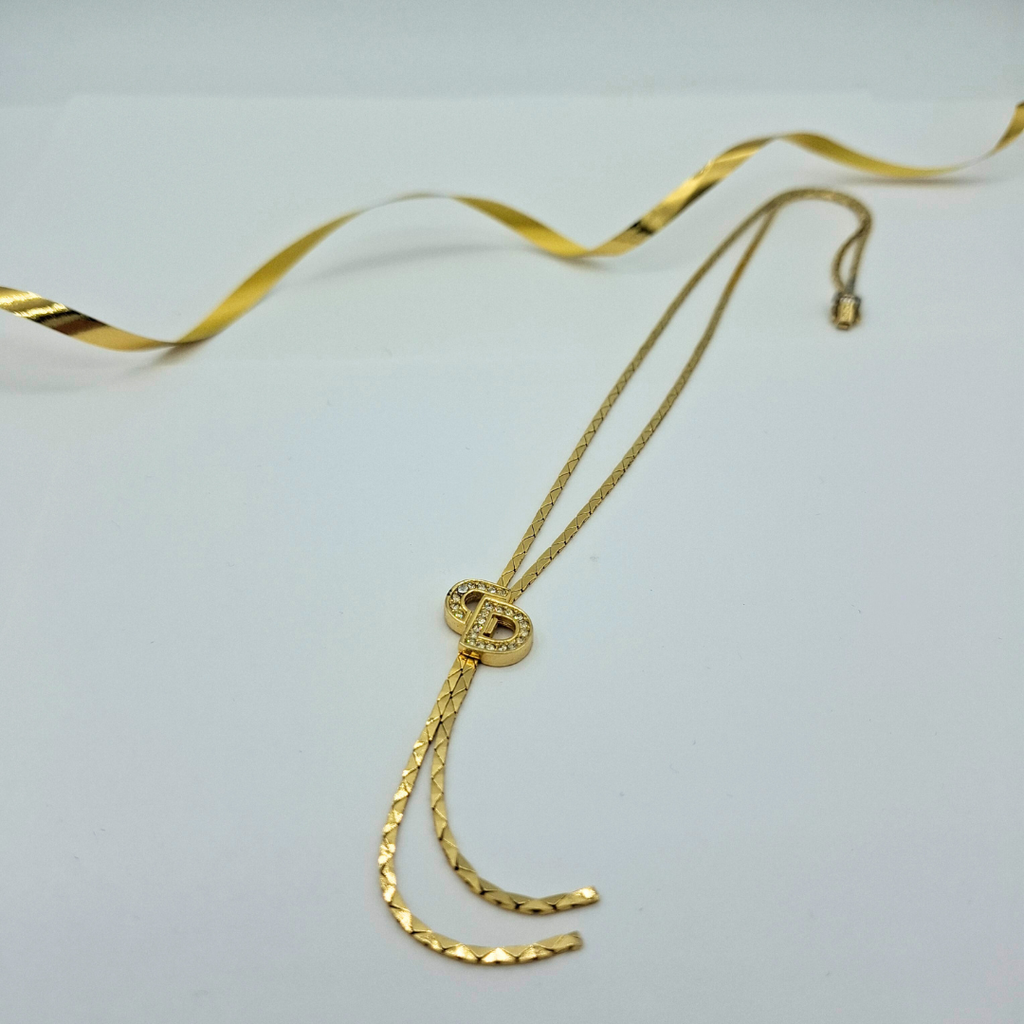 Vintage Christian Dior Lariat Style Crystal Necklace – view 2