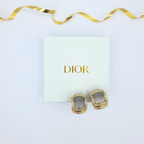 Vintage Christian Dior Grey Cabochon Clip Earrings