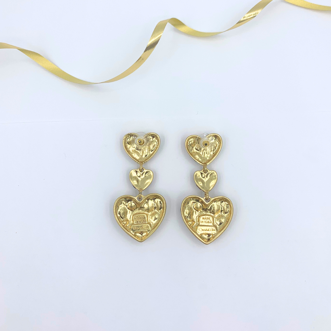 Vintage Oscar de la Renta Crystal Hearts Earrings – view 4