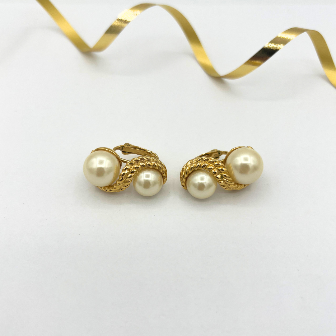 Vintage Faux Pearl Clip Earrings