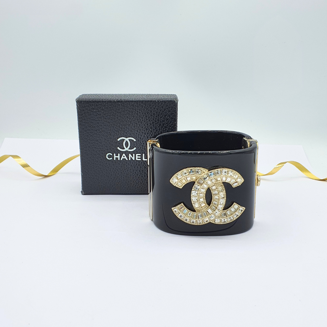 Vintage Chanel CC Baguette-Cut Rhinestone Bracelet