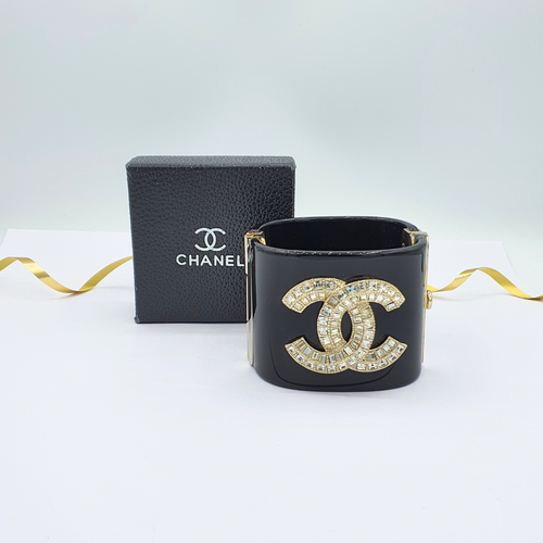 Vintage Chanel CC Baguette-Cut Rhinestone Bracelet