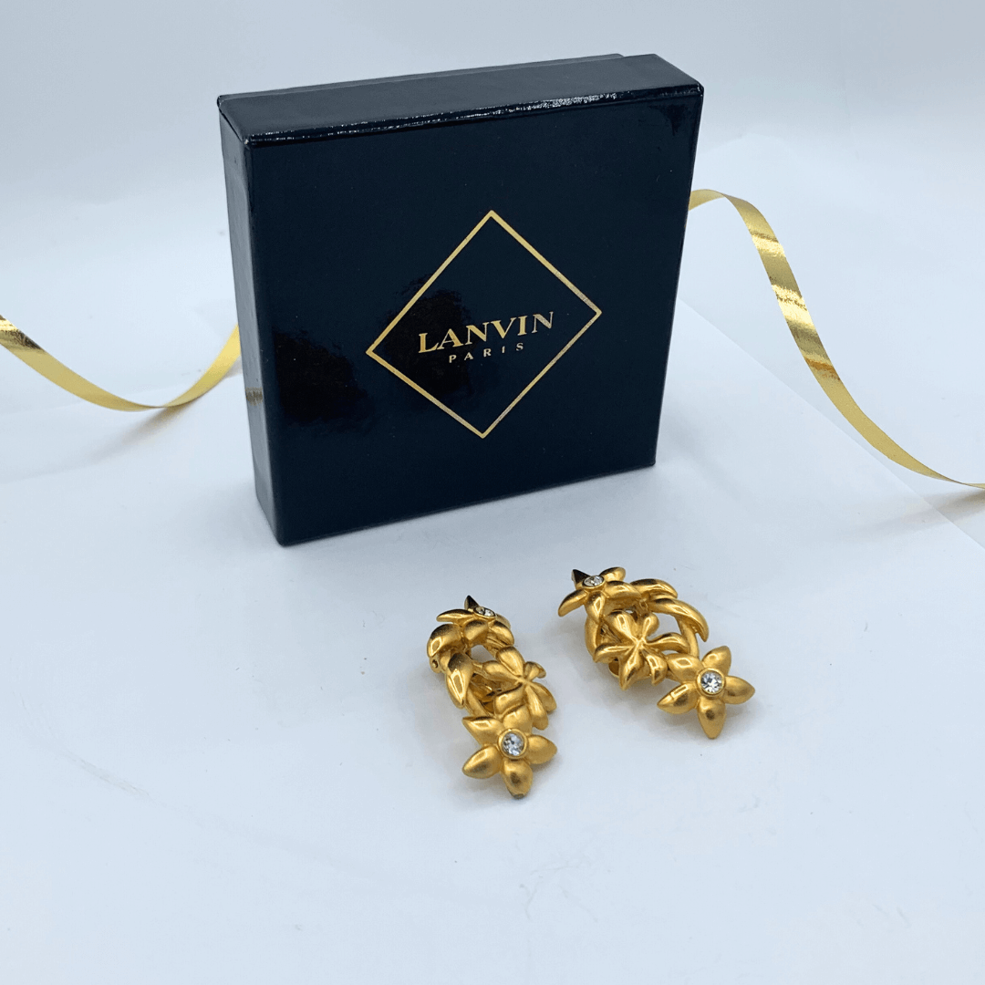 Vintage Lanvin Vertical Petal Clip Earrings