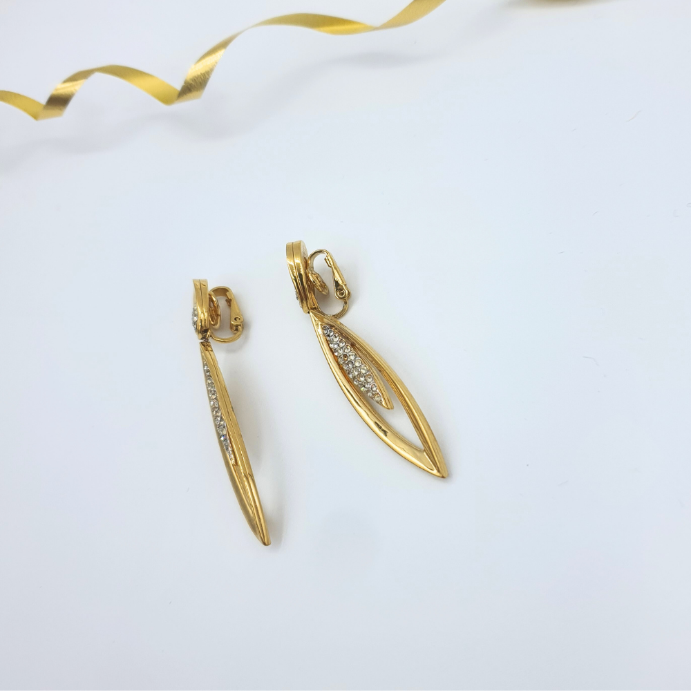 D’Orlan – Elongated Crystal Drop Earrings, vintage 1980s – view 2