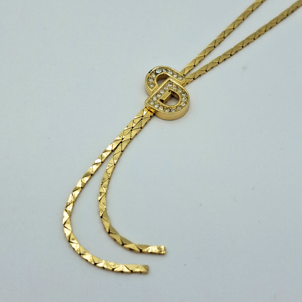 Vintage Christian Dior Lariat Style Crystal Necklace – view 3