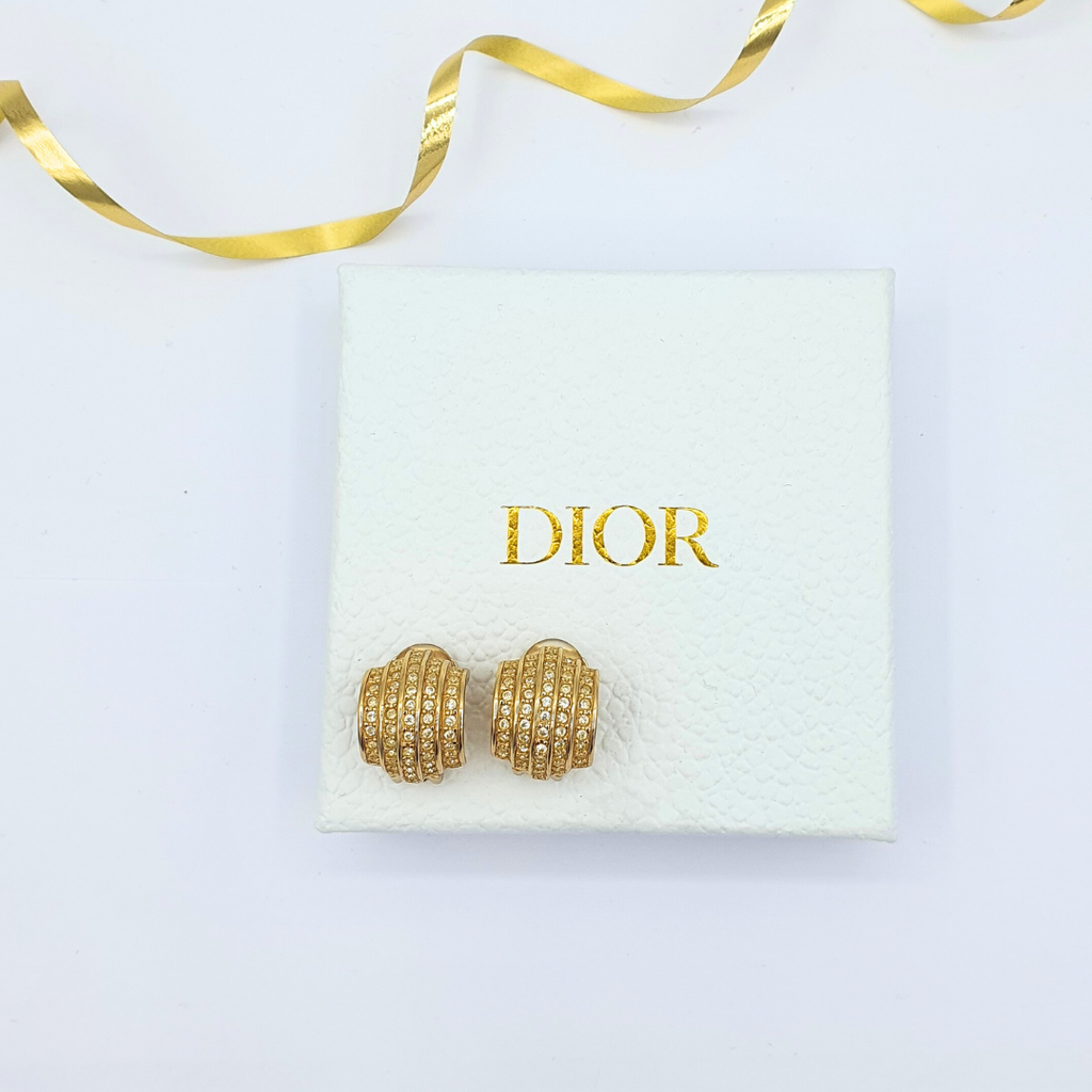 Vintage Christian Dior Line Play Clip Earrings