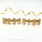 Vintage Moschino Chunky Logo Crystal Knuckle Ring Set – view 2