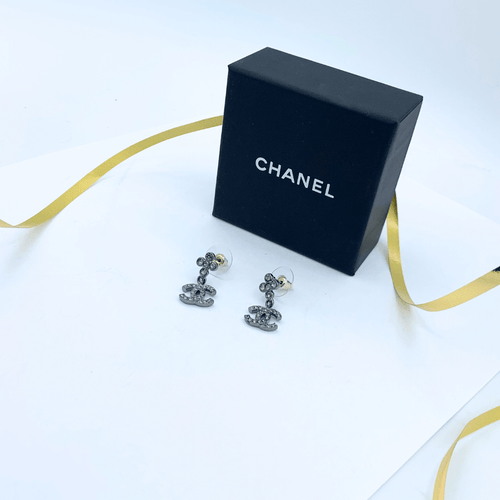 Vintage Chanel CC Logo Crystal Earrings – view 2
