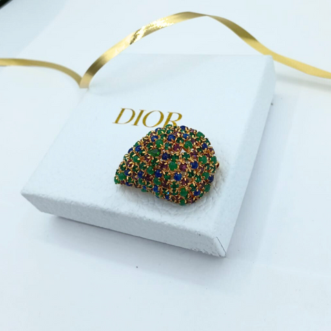 Christian Dior Crystals & Cabuchon Brooch 1963