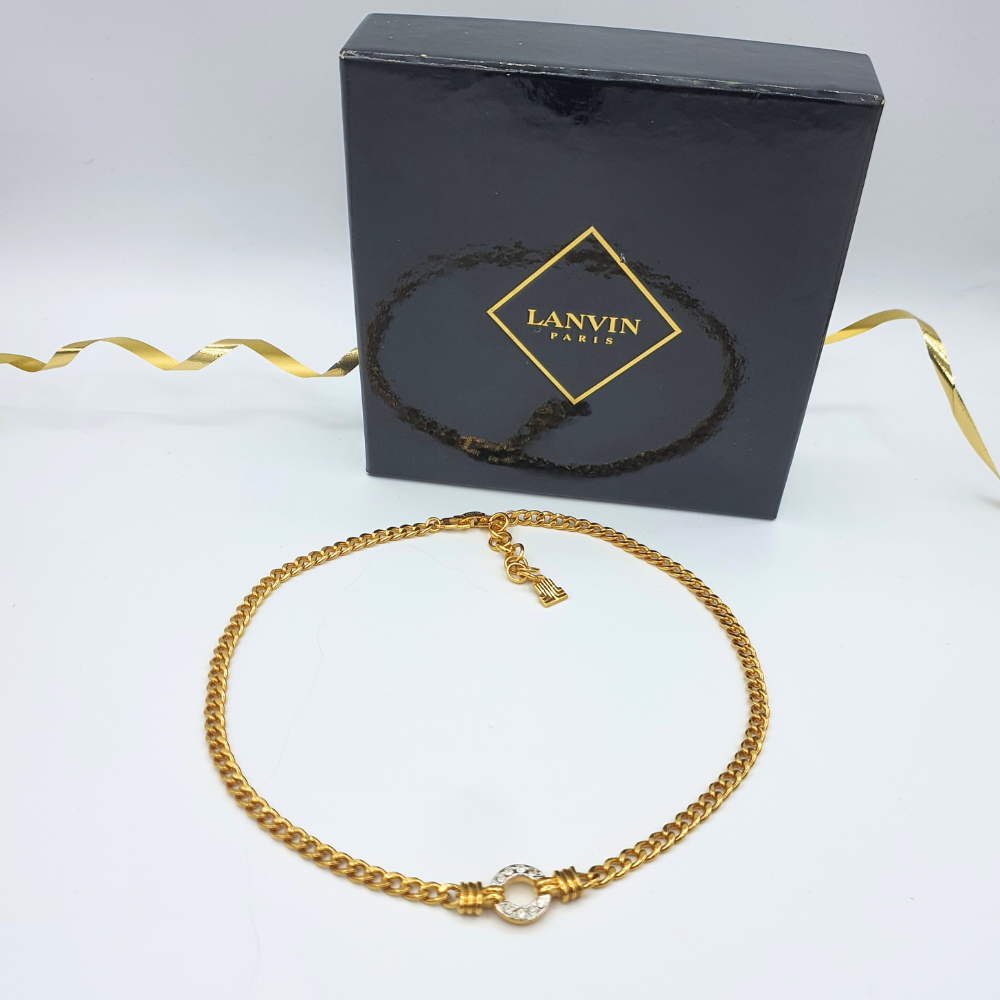 Vintage Lanvin – Chain Necklace with Rhinestone Detail – view 2