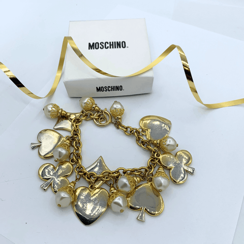 Moschino Faux Pearls Charms Bracelet