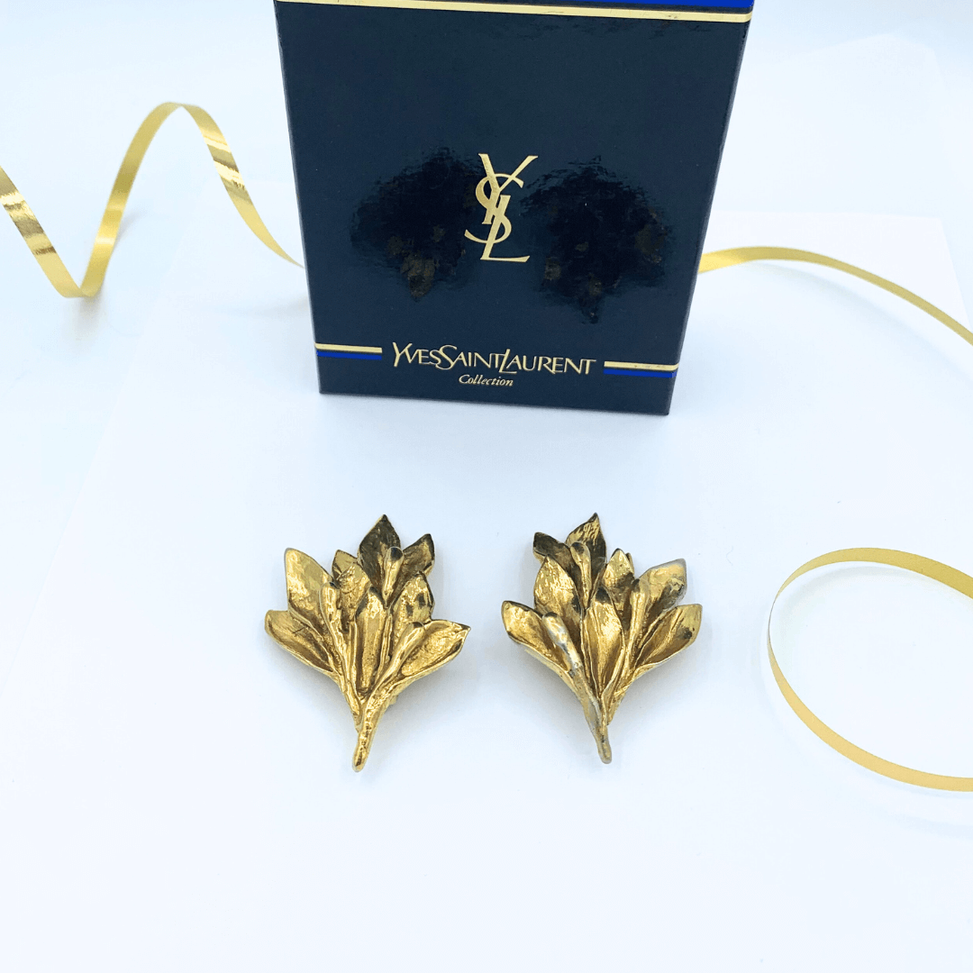 Vintage Yves Saint Laurent Fan of Leaves Earrings