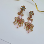 Vintage Oscar de la Renta Pink Crystal Chandelier Clip Earrings