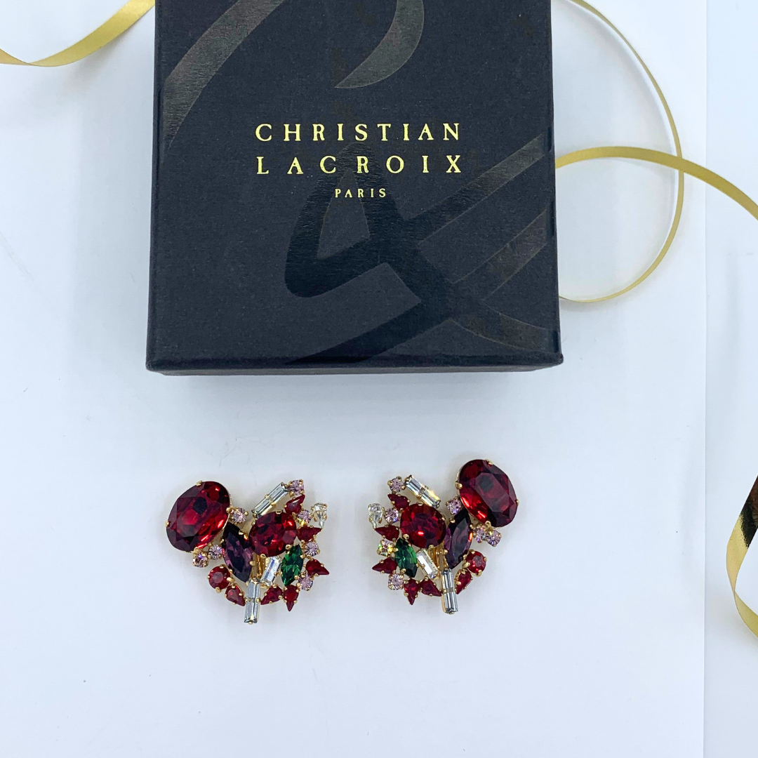 Vintage Christian Lacroix Baroque Glamour Crystal Earrings – view 2
