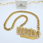 Versus Versace Vintage Statement Necklace – Crystal Logo Pendant – view 2