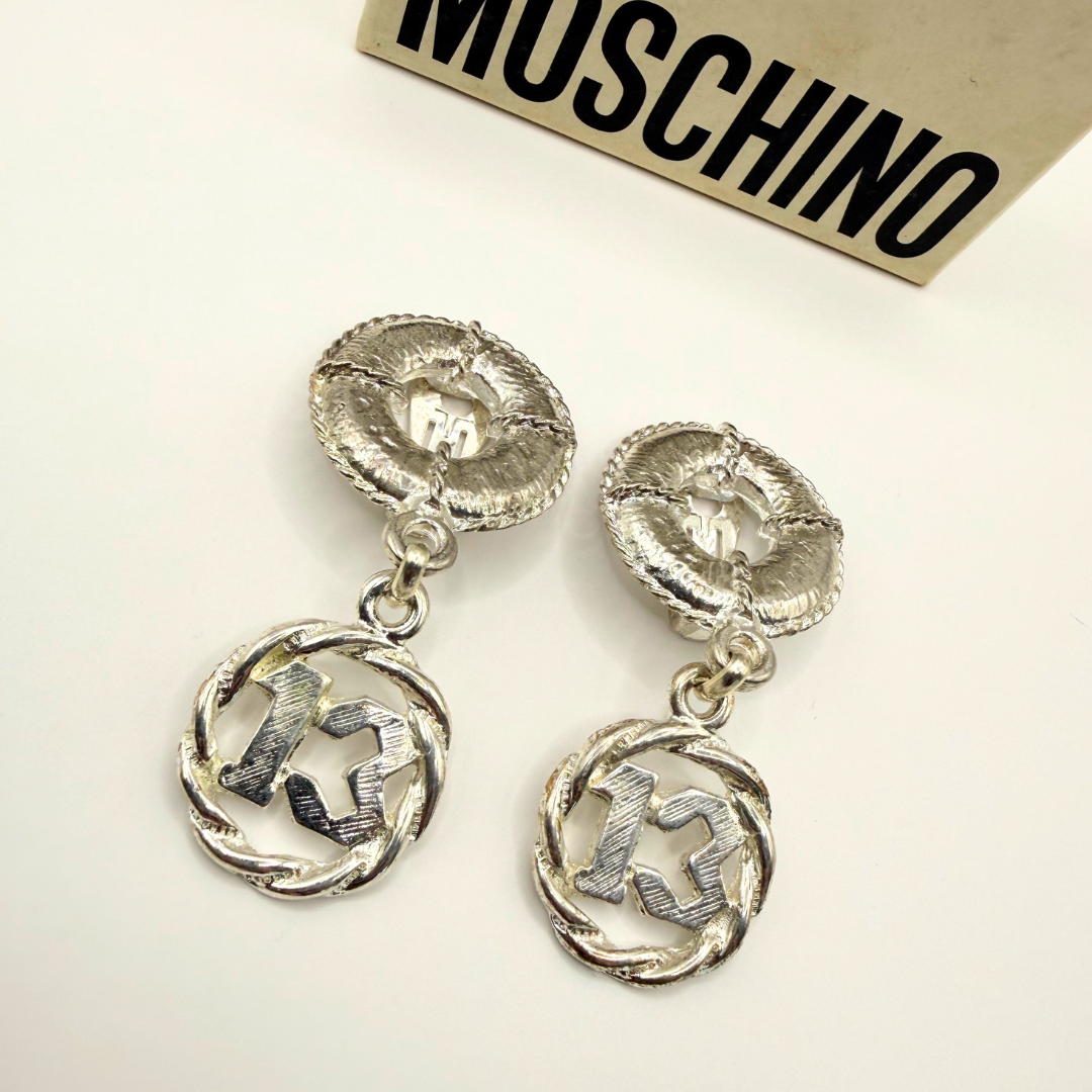 Moschino – Vintage Logo Earrings with “13” Medallions – view 2