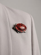 Vintage Lea Stein XL Turtle Brooch in Red Rhodoid – worn by model