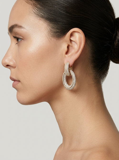 Vintage Christian Dior Crystal Pavé Statement Clip Earrings – worn by model
