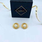 Vintage Lanvin Round Domed Pearl Earrings – view 2