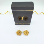 Vintage Yves Saint Laurent Rose Clip Earrings