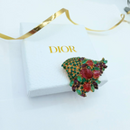 Vintage Christian Dior Crystal Flower Basket Brooch 1969