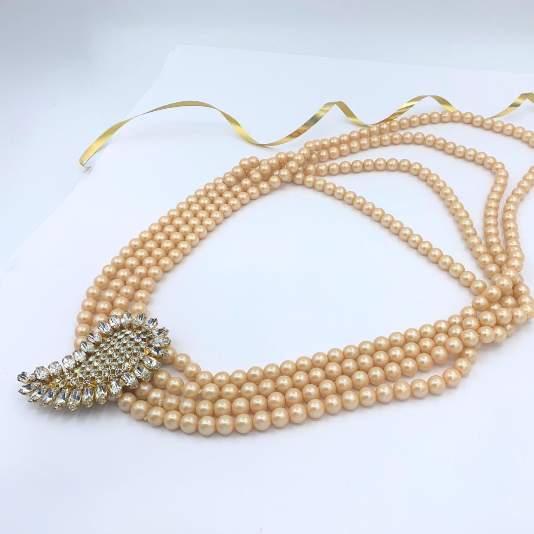 Vintage Valentino Champagne-Coloured Faux Pearl Necklace – view 2