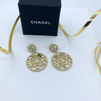 Vintage Chanel Round Openwork Faux Pearls Earrings