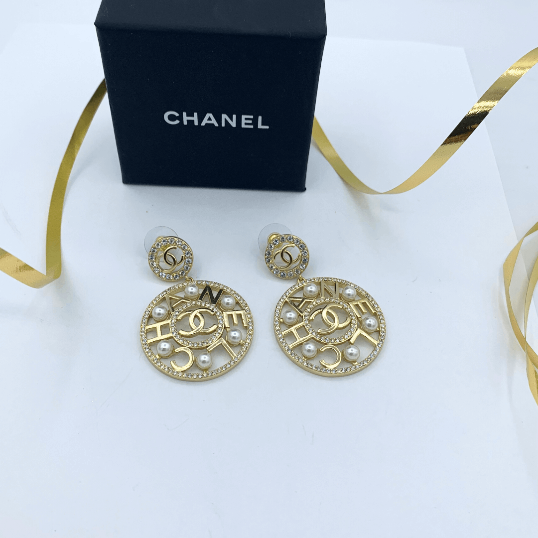 Vintage Chanel Round Openwork Faux Pearls Earrings