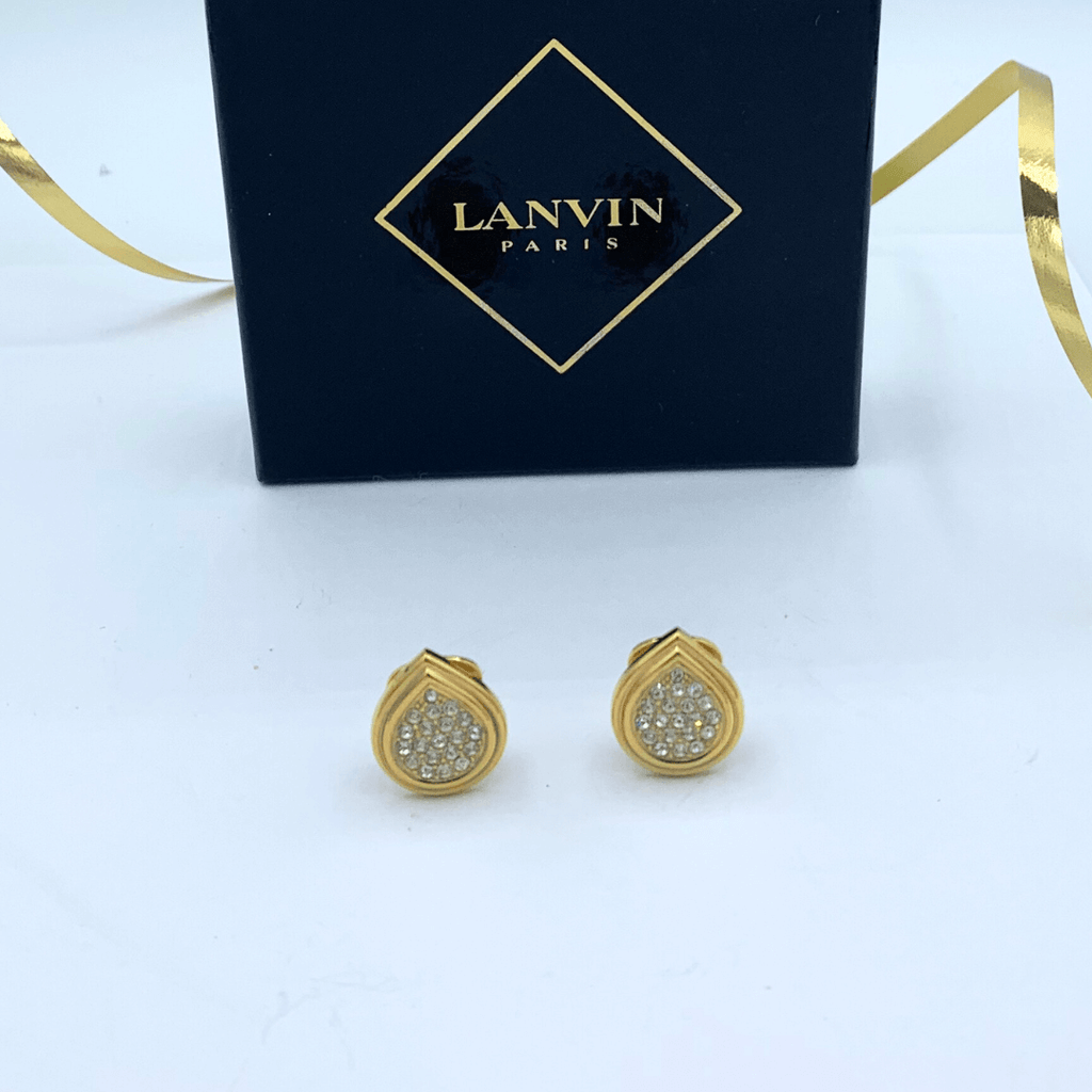 Vintage Lanvin Teardrop Art Deco Inspired Clip Earrings