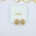 Vintage Christian Dior Knotted Rhinestone Motif Clip Earrings