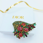Vintage Christian Dior Crystal Flower Basket Brooch 1969 – view 3