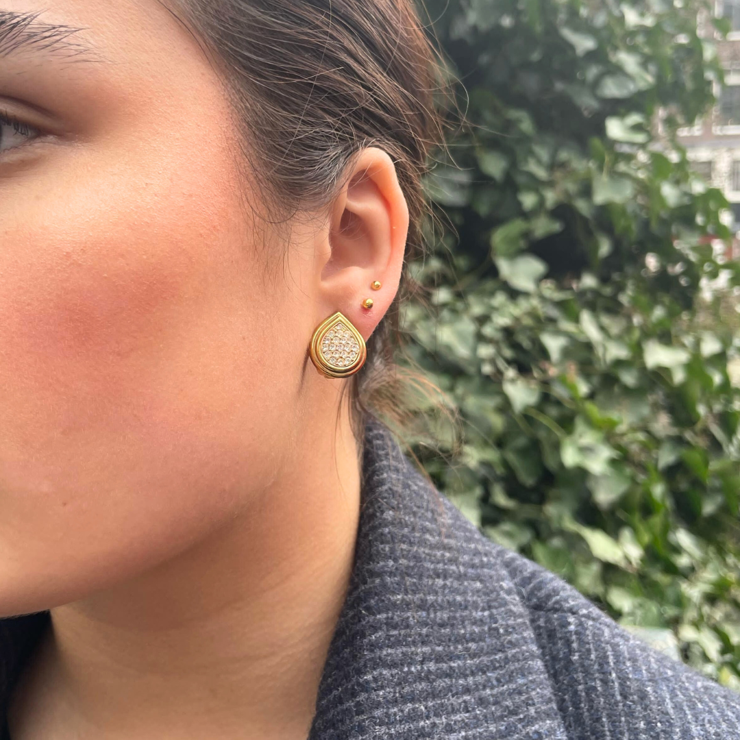 Vintage Lanvin Teardrop Art Deco Inspired Clip Earrings – view 4