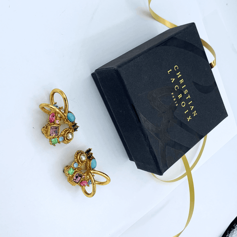 Clip Earrings Christian Lacroix Rainbow Crystals