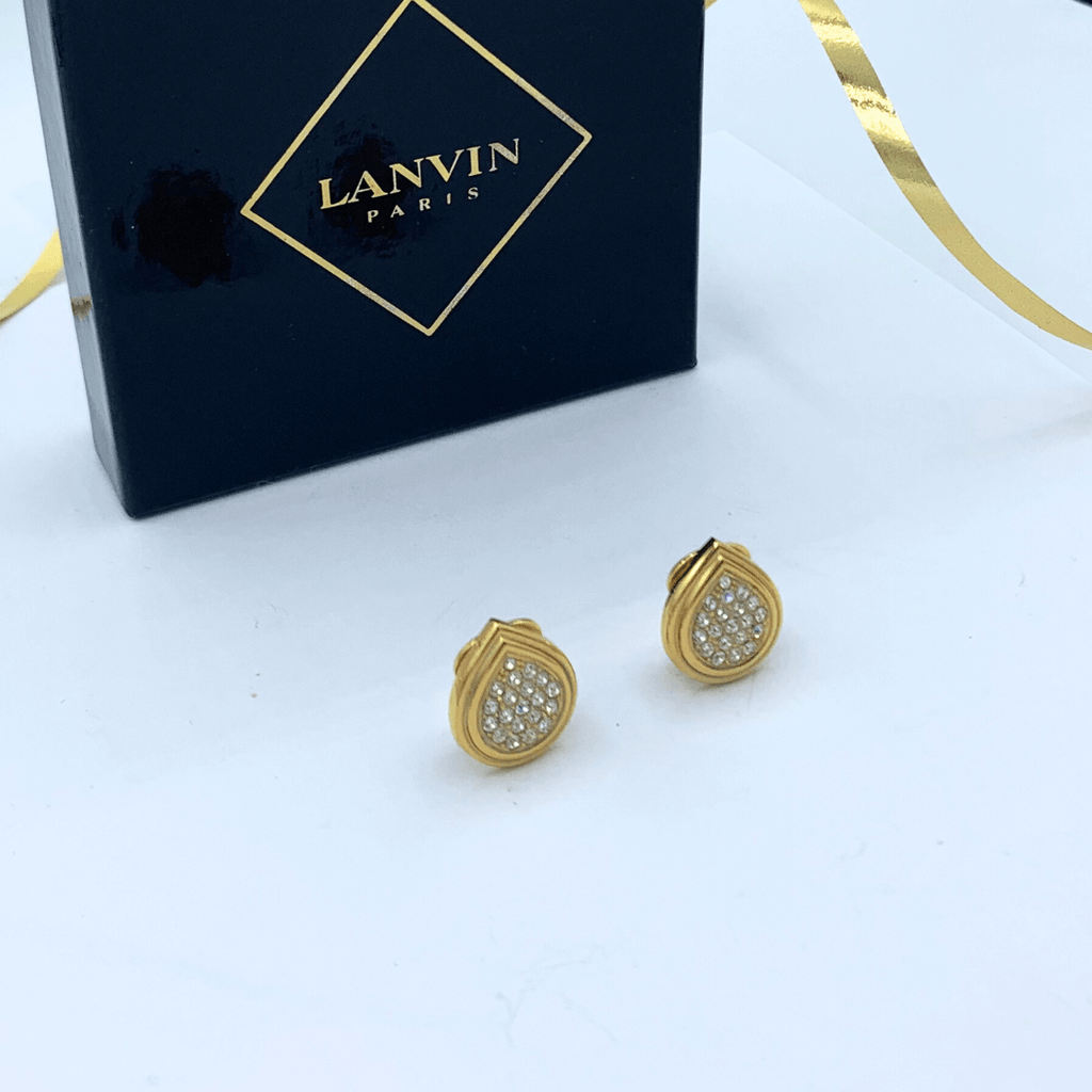 Vintage Lanvin Teardrop Art Deco Inspired Clip Earrings – view 2