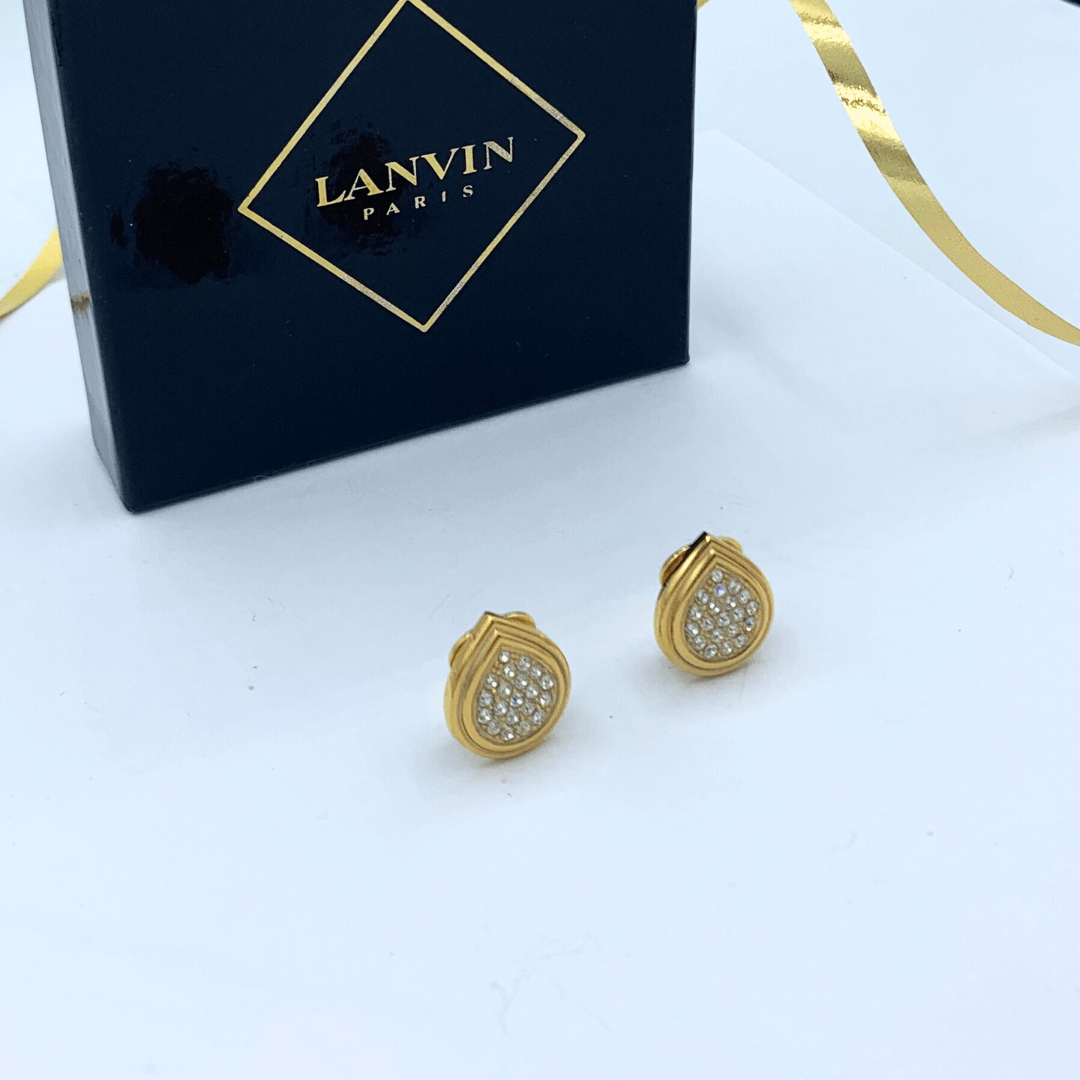 Vintage Lanvin Teardrop Art Deco Inspired Clip Earrings – view 2