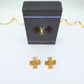 Vintage Yves Saint Laurent Cross-Shaped Clip Earrings