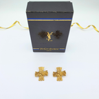 Vintage Yves Saint Laurent Cross-Shaped Clip Earrings