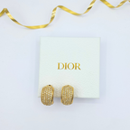 Vintage Christian Dior Rounded Crystal Clip Earrings