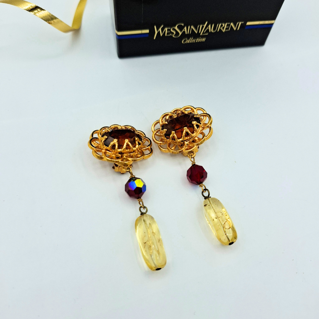 Vintage Yves Saint Laurent Baroque Clip Earrings – view 2
