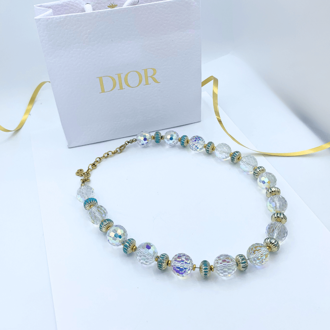 Vintage Stunning Christian Dior Aurora Borealis Crystals Necklace