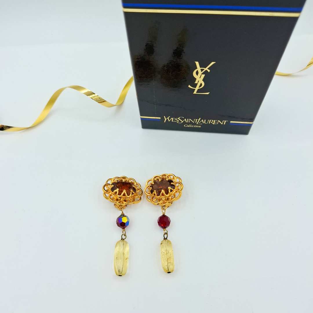 Vintage Yves Saint Laurent Baroque Clip Earrings – view 3
